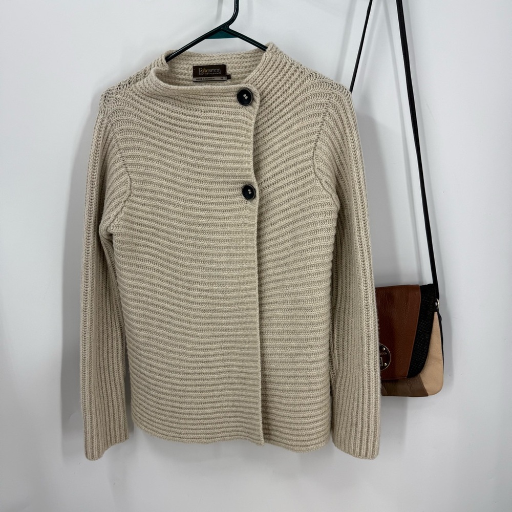 Fisherman Out Of IRELAND vintage CASHMERE WOOL ribbed Knit SWEATER XS
